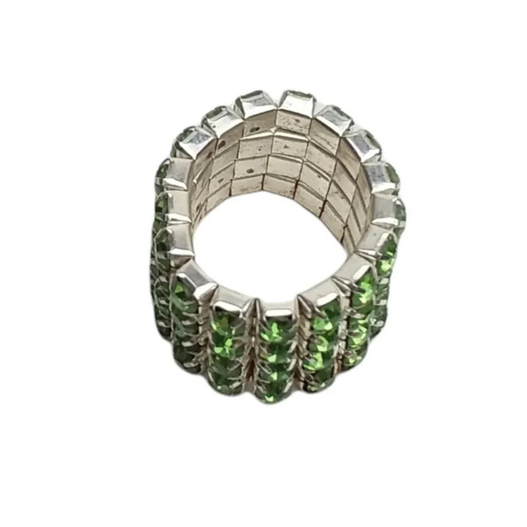 Green Crystal Stretch Ring - Picture 3 of 3